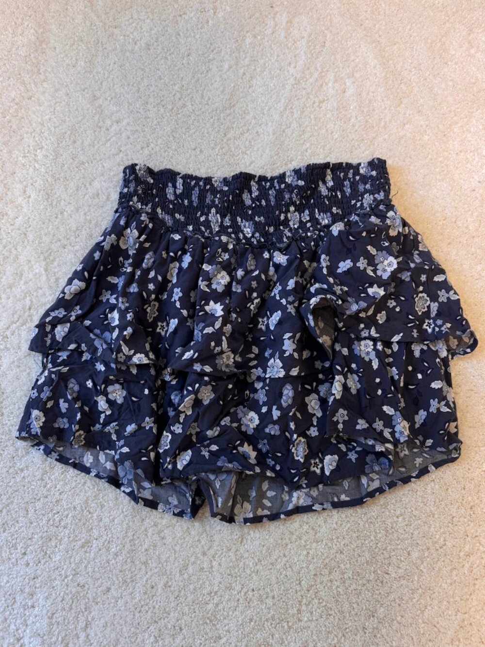 Blue Flower Flowy Mini Skirt